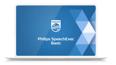 Animation eines Laptops mit Philips SpeechExec Basic